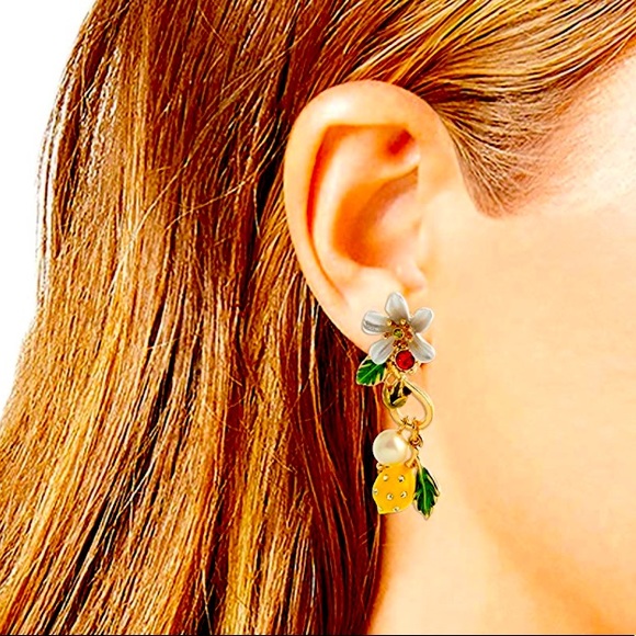 New Betsey Johnson Lemon Mismatched Earrings - Picture 2 of 8